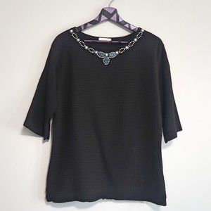 Pretty by Ezzewear Black Top With Beads Design SM